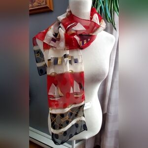 Liz Claiborne Red and Black Nautical Scarf